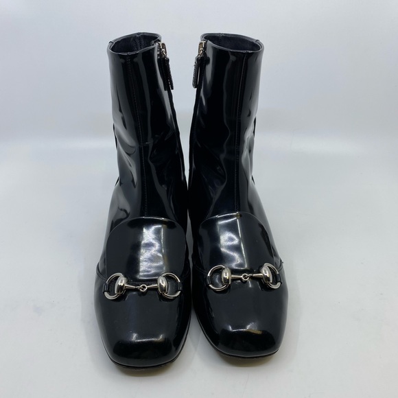 Gucci Patent Leather Horsebit Ankle Boots - Picture 2 of 8